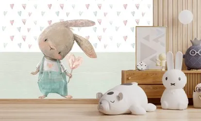 RABBIT | Carta da parati camera bambino - camera bambina